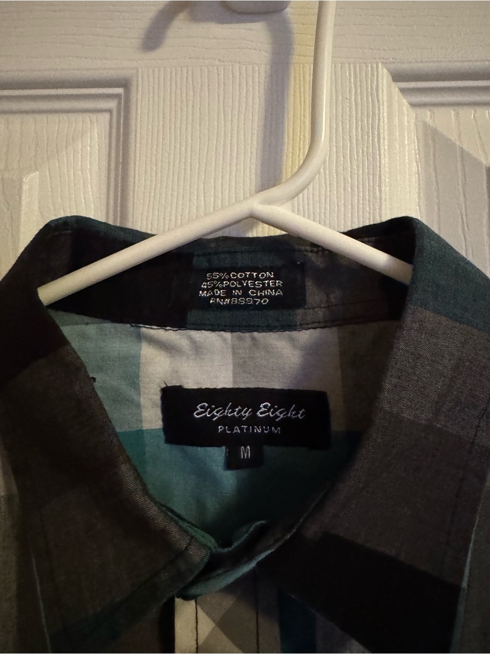 Eighty Eight Teal Black Gray Plaid Shirt - Picture 3 of 3